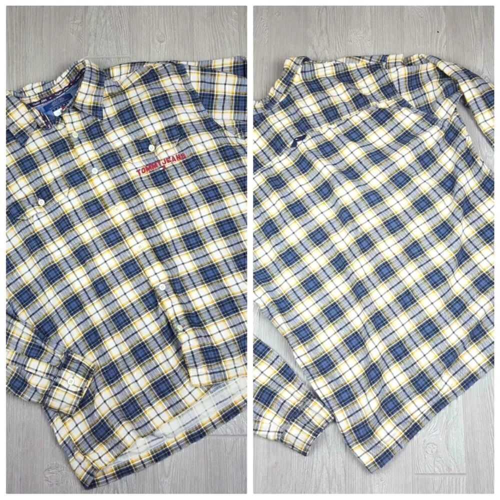 Vintage Tommy Hilfiger Tommy Jeans Long Sleeve Plaid Flannel Spell Out Pocket